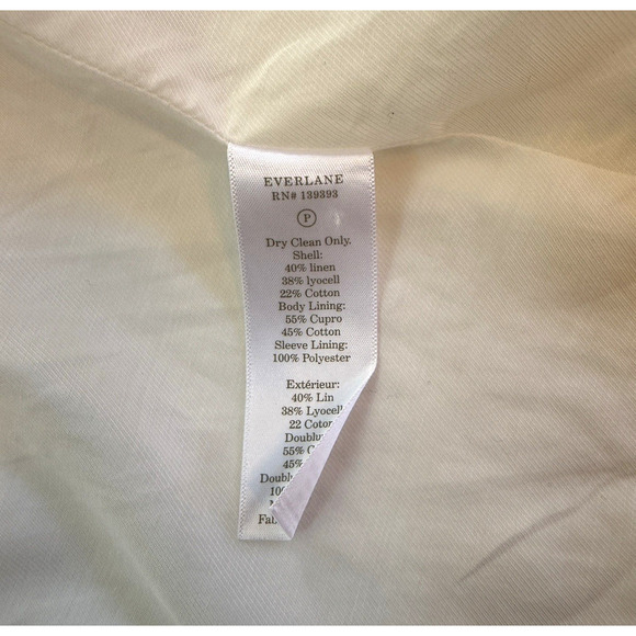 Everlane Linen Blazer Jacket Womens Size 8 Ivory Oversized Stretch Office - Picture 5 of 8